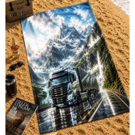Бързосъхнеща хавлиена кърпа за плаж с 3D принт Truck in the mountain