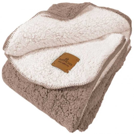 Луксозно двуцветно одеяло от Еко вълна в кафяво и бяло